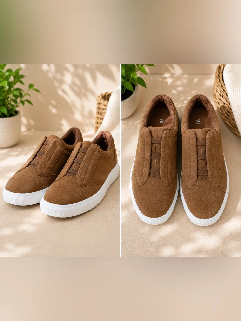 George Brown Suede Slip-On Sneakers with White Sole